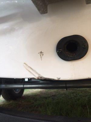 It was hit hard with something or someone ran into it with something.