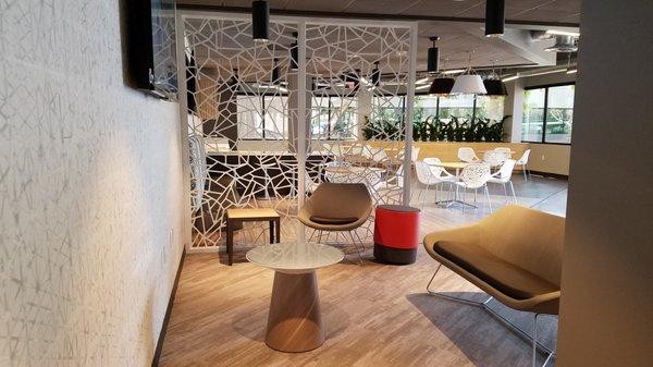 Products installed by LFS: Milliken Colorfield Carpet Tile, Amtico Woods LVT, Grind/ Seal Concrete, Roppe Rubber Base and Johnsonite Reducer