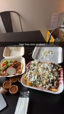 Chicken Tacos and Carne Asada Fries