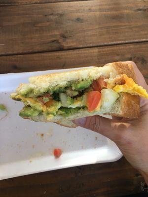 Avocado toast with a fried egg