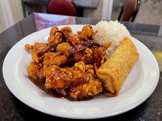 Orange Chicken, Rice & Egg Roll Combo