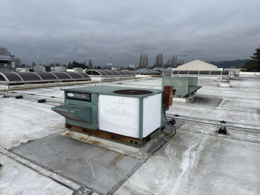 An unhappy rooftop unit.