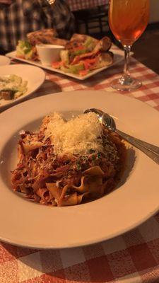 Brisket Bolognese with fresh past and snow drift of parm