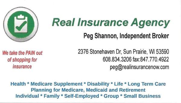 We take the PAIN out of shopping for insurance ....