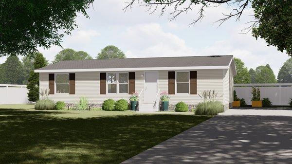 A brand-new, double-wide manufactured home, The Excitement, is the ideal first house. The split floorplan of The Excitement has 3 bedrooms,