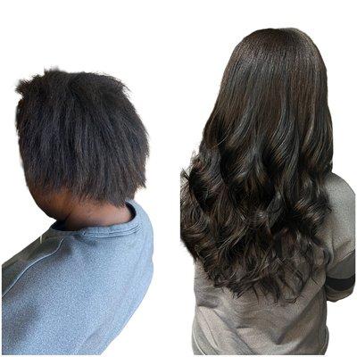 Hair extensions for natural textured hair. I-tips and k-tip extensions