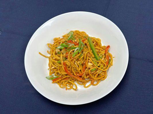Relish noodles stir-fried with chicken, vegetables, and a hint of egg.