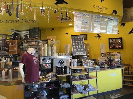 Barista station with small bakery and gift shop.