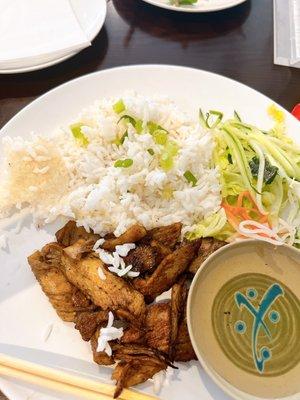 Grilled chicken over rice