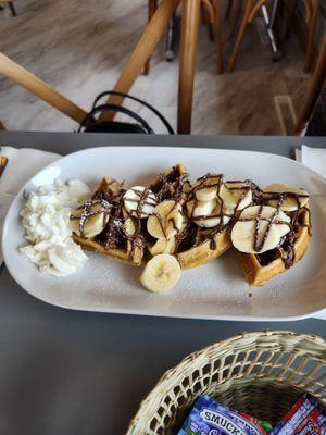 Nutella, banana waffles
