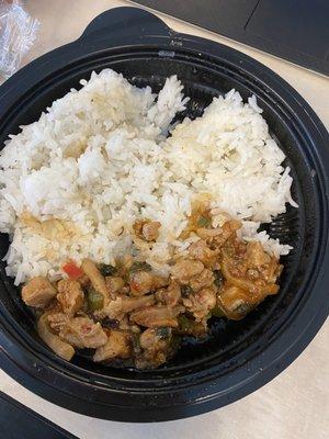 Kung Pao Chicken bowl. Mostly rice and not a large portion of that.