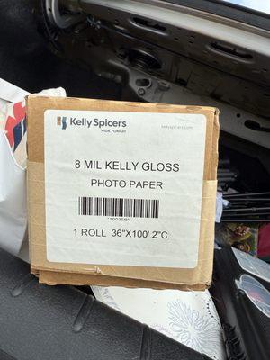 8 mil gloss paper 36" wide, 2" core