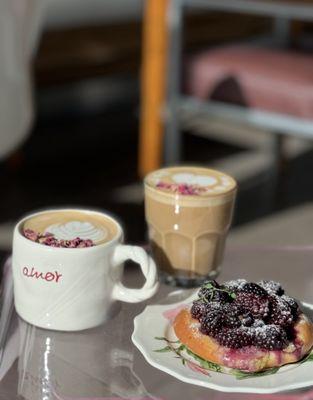 Vanilla rose latte Blueberry vanilla customer danish