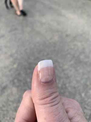 Nail with the weak area on the left.