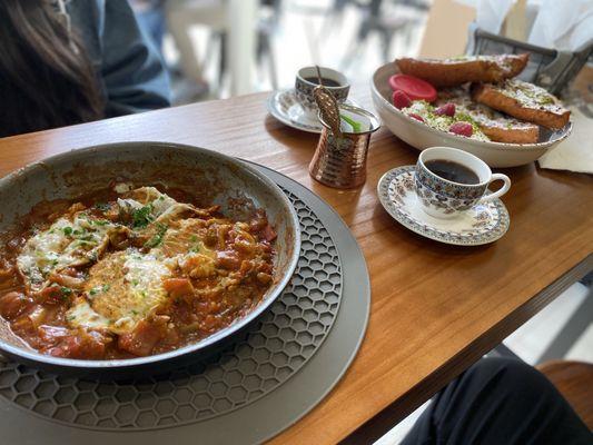 Shakshuka w/Eggs & Pita, Turkish Coffee, and the BEST French Toast!!!