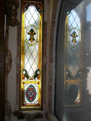 Victorian side-lite w/ fused & painted glass