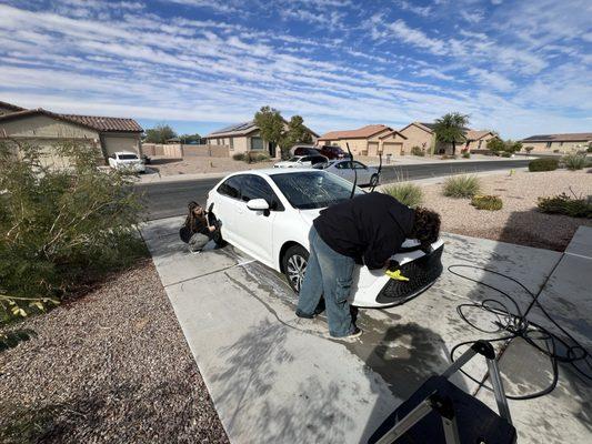 Staff at quantum detail making sure we get every nook and cranny