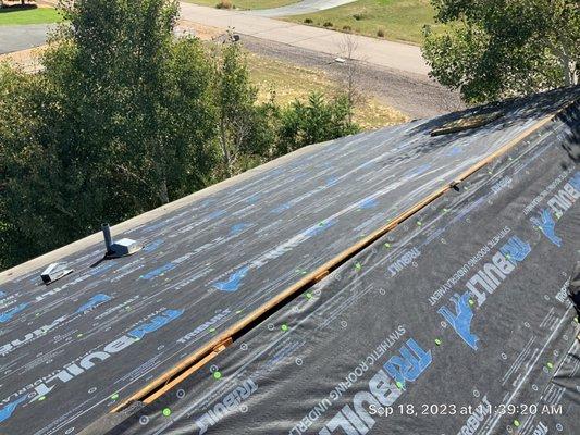 We use Synthetic felt on our projects, we feel it just holds up better and doesn't tear to create leaks.