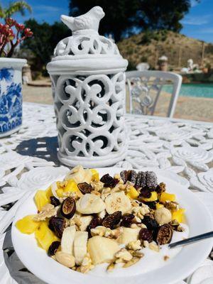 Banana pineapple coconut fig pine nut walnut date jackfruit salad