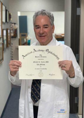 Dr. Latter was awarded Life Fellow status by the American Academy of Ophthalmology