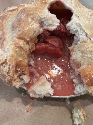 Rhubarb pie is completely a watery mess.