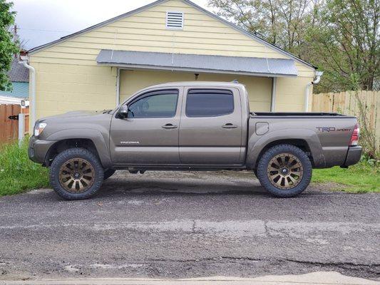 My Tacoma with his new shoes and leveled out! Thanks HD and Mr. Remington!!