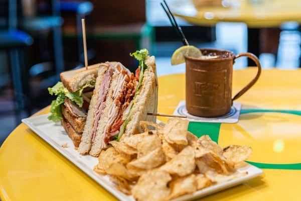 Sandwiches and sips, perfected! Enjoy our stacked Club Sandwich with a refreshing drink today.