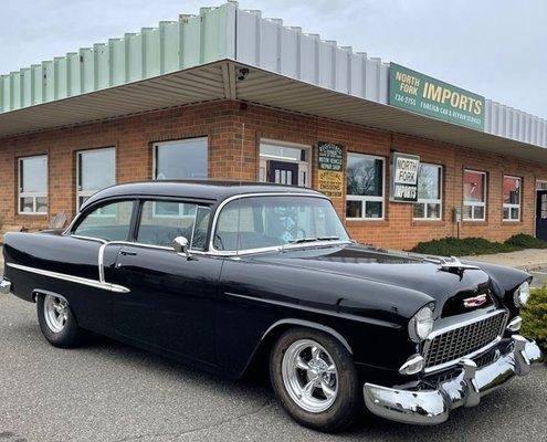 We work on classic cars like this 1955 Chevy Belair beauty!