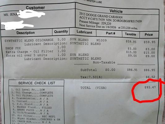Bogus upcharge for filter $15... $93 total