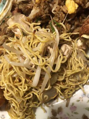 Chicken Lo Mein and Pork Fried Rice