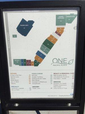 Store directory and Map of shopping center.