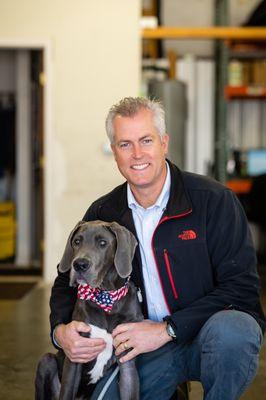 Our Owner - Charlie Marcotte and mascot - Gunner