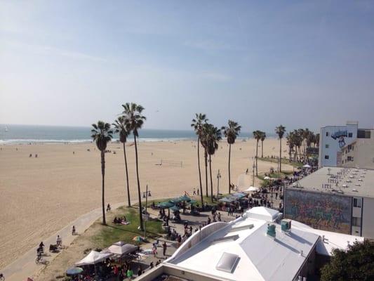 View from the rooftop patio of the Venice Boardwalk.