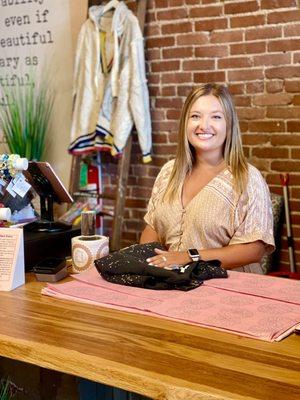 Meet the store manager!! Hi Morgan! She is always this happy!!