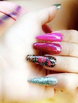 Pink with glitter and chill glitter with flowers foil