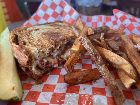 Ruben Sandwich and homemade fries