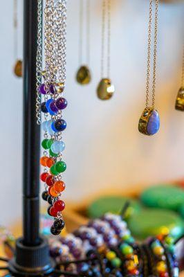 large selection of crystal jewelry