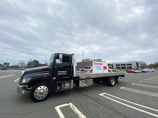 Arrington Towing thanking all the hard workers during the pandemic
