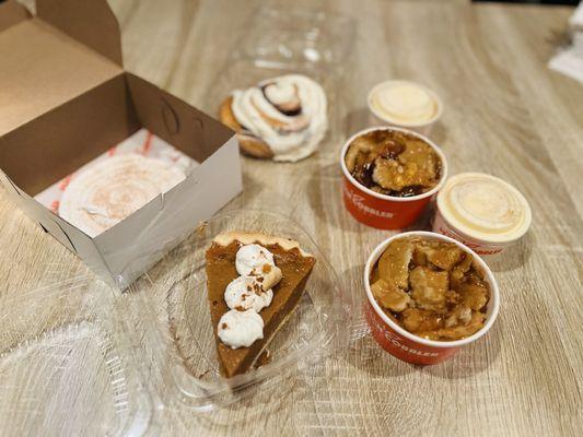 SNICKERDOODLE COOKIE, PUMPKIN PIE, CINNAMON ROLL, PEACH COBBLER