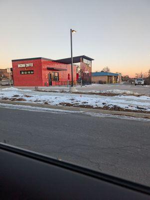 Outside of the building. Drive thru only.