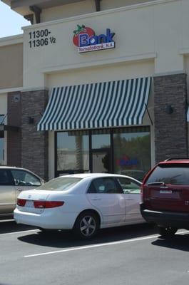 Viewed from the parking lot while facing west.