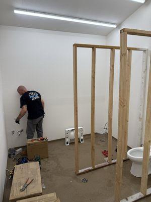 Commercial bathroom finish work