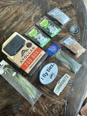 Fly tying supplies, cool hats, great stickers, and cool fly boxes!