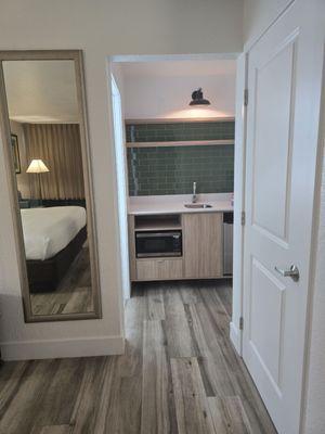 Closet and kitchenette