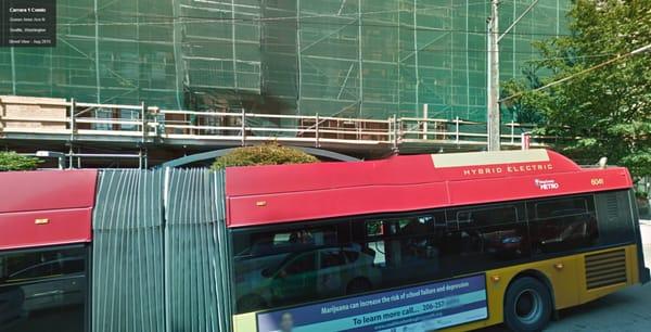 Ah, what a coincidence the current google street view of Carrara One shows where the bus will stop every 30 min and scaffolding...lol!