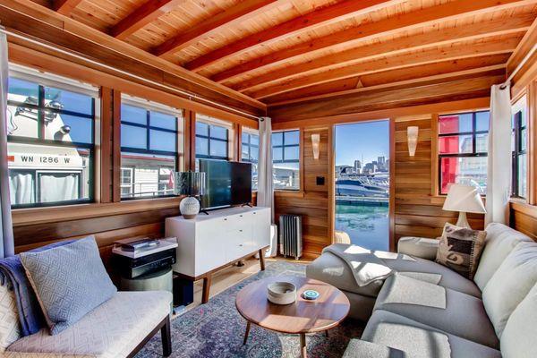 Fully furnished floating home living room