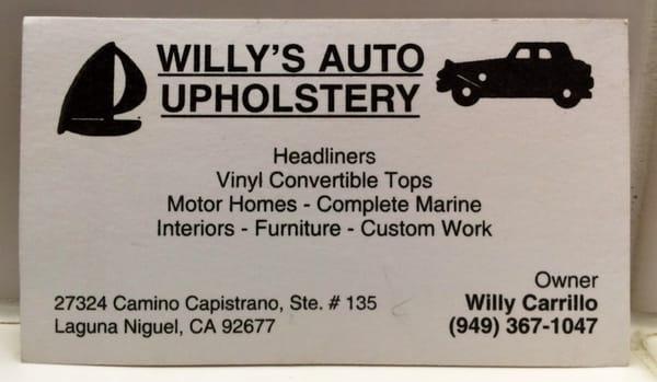 Willy's Auto Upholstery