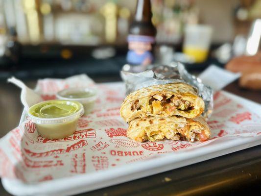 Perfect and messy quesadilla