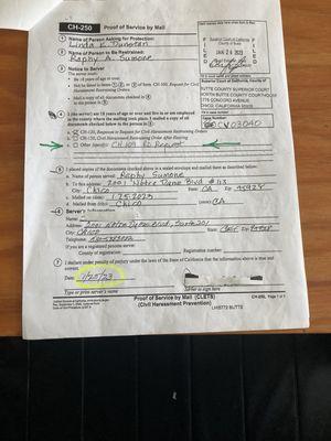 My W. STALKER had a DEMENTIA SENIOR CITIZEN to sign the above proof of Service ( Elder Abuse), that I have never received ?!!