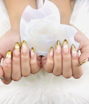 Gel X with chrome design